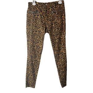 ZARA Leopard Print Skinny Pants Women’s Size 6 Animal Print Zip Detail